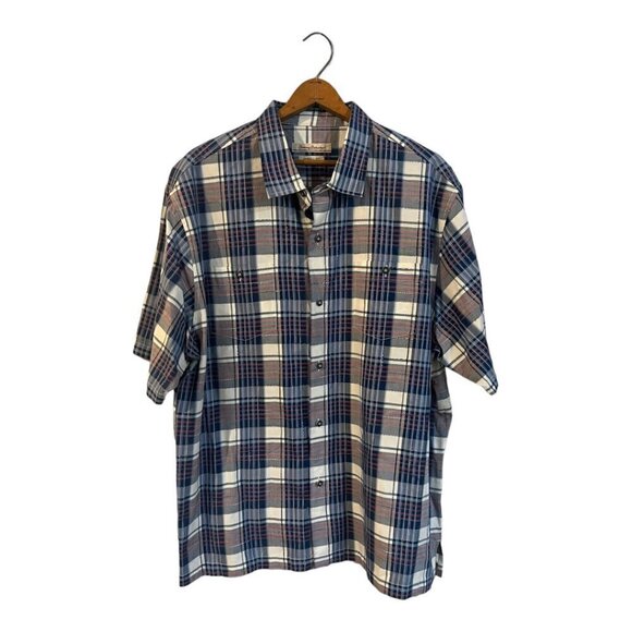 Tommy Bahama Men’s Silk Cotton Button Up Shirt Plaid XXL Original Fit Short Slee - Picture 1 of 8